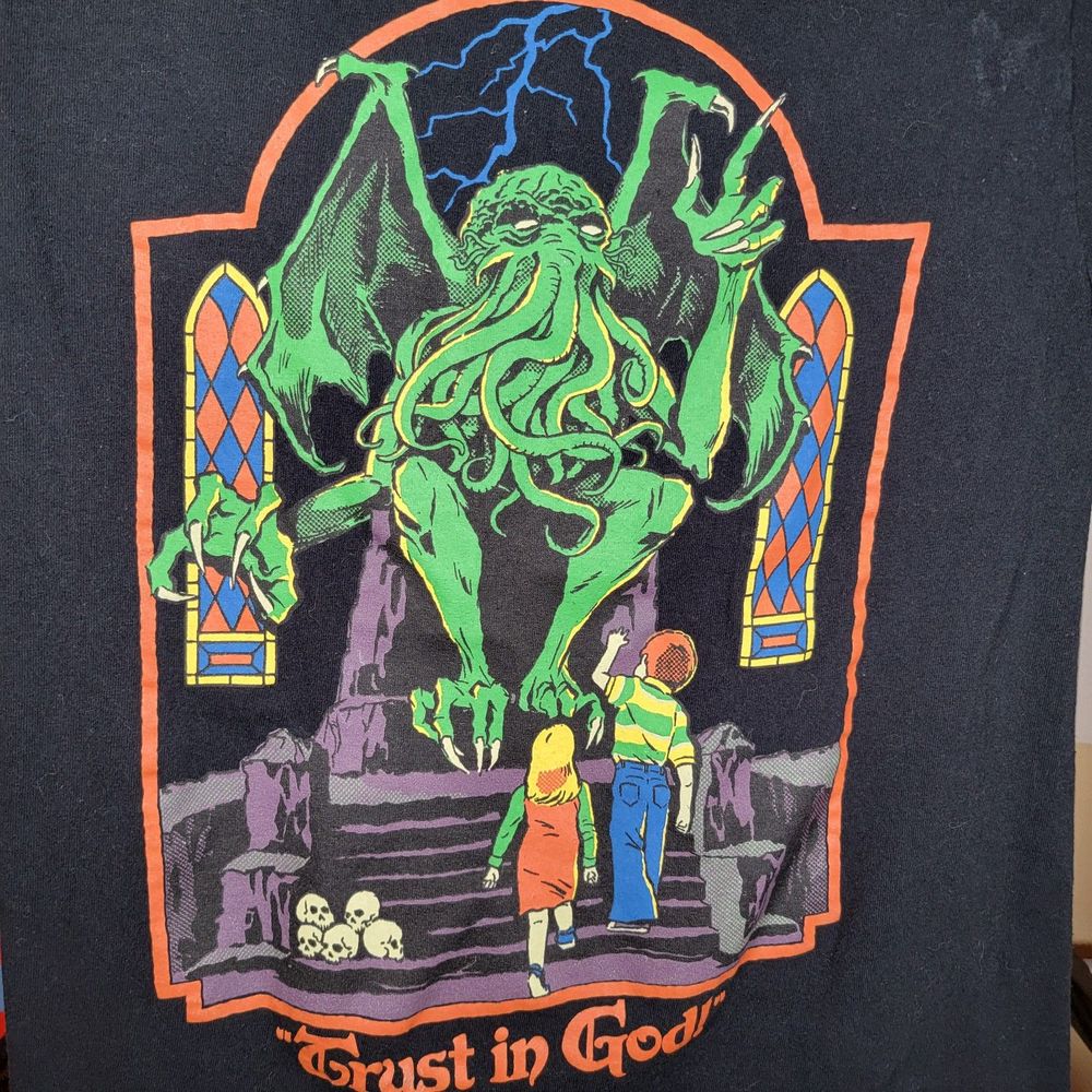 Steven Rhodes Graphic Tee "Trust In God" Cthulhu SS Black - Size Small